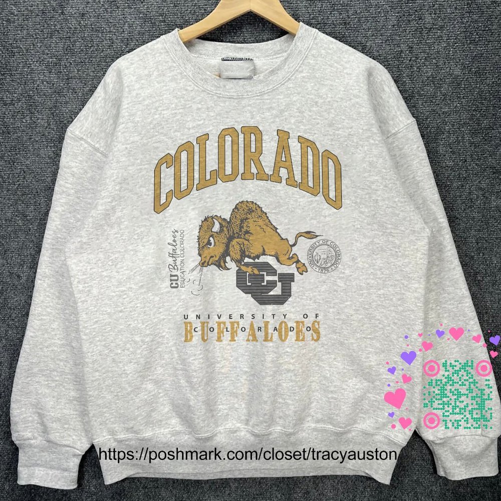 Vintage 90s University of Colorado Buffaloes Sweatshirt CU Buffaloes Shirt tee